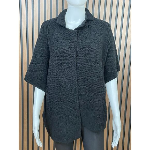 Eileen Fisher Women's M Black Sweater Silk Cardigan Lined Open